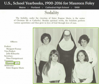 Maureen E Foley-Hester--U.S., School Yearbooks, 1900-2016(1968) Sodality
