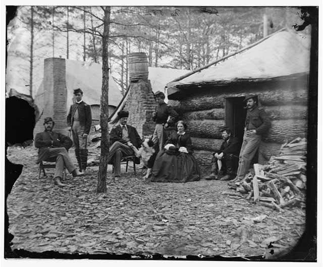 [Brandy Station, Va. Officers and a lady at headquarters...