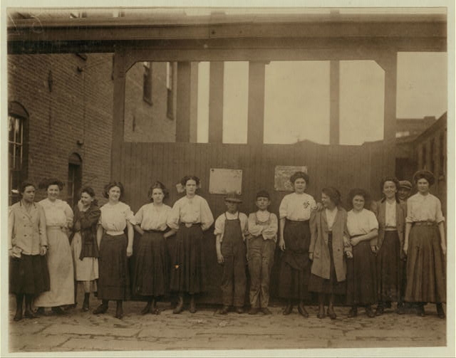 [Groups of workers in Hand Silk Mill.] Location:...