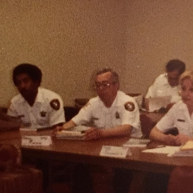 Daniel George Miklasz Jr (1941-1984) in briefing training class as Cook County Sheriff's Police Officer (Cook County, IL)