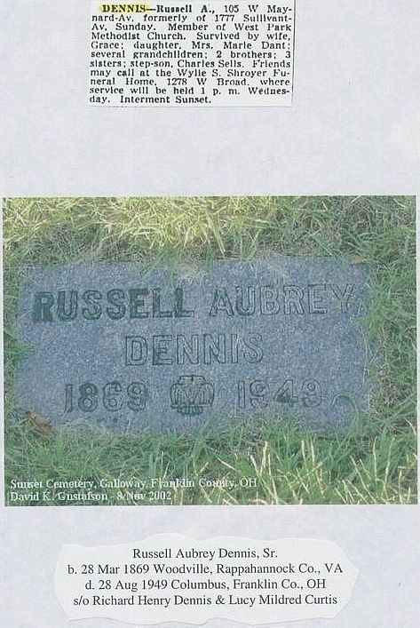 Russell Aubrey Dennis Sr. Gravestone