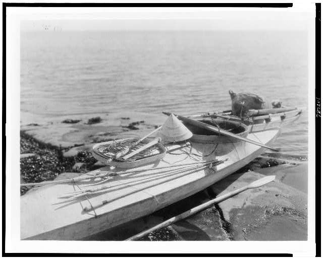 Kaiak with seal hunting equipment, Nunivak