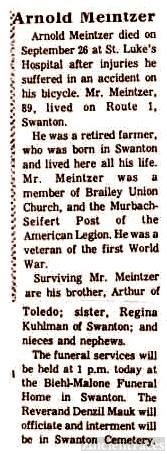 Arnold Meintzer obituary
