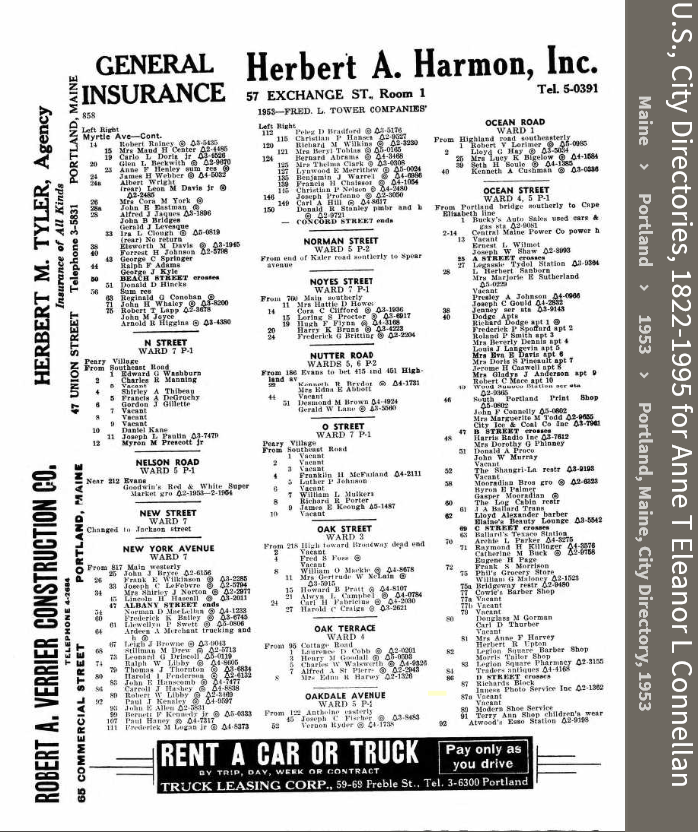 Anne Theresa Connellan--U.S., City Directories, 1822-1995(1953)