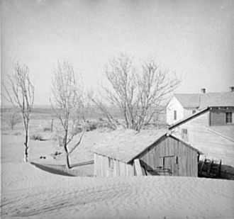 Kansas Farm covered by Dust Bowl, 1936