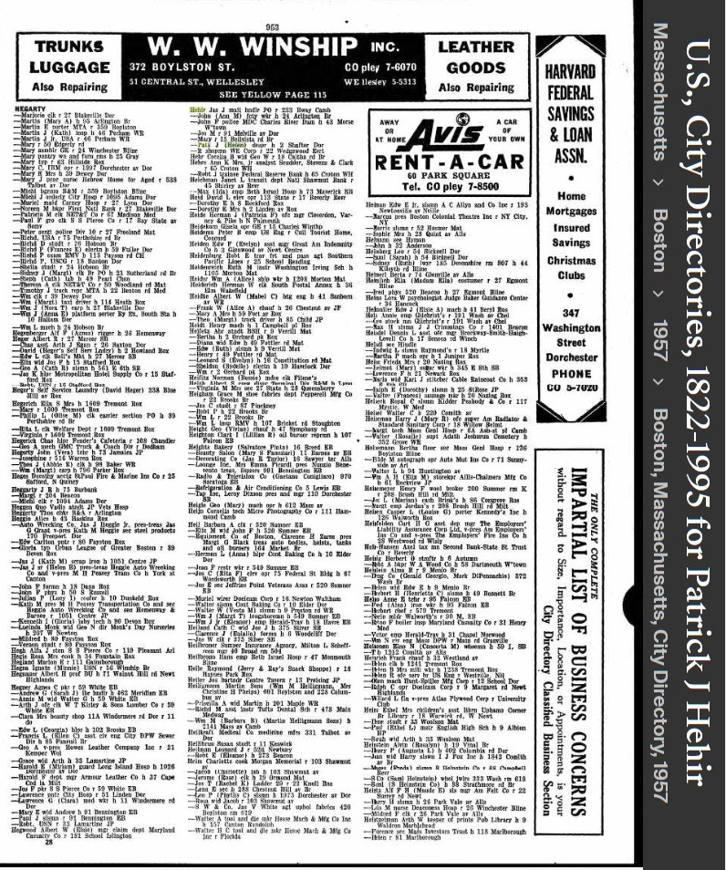 Patrick James Hehir Jr. --U.S., City Directories, 1822-1995(1957)