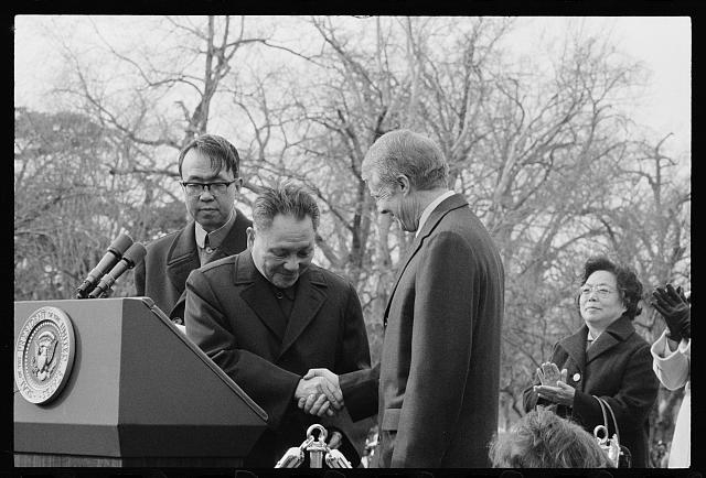 [Chinese Vice Premier Deng Xiaoping shakes hands with...