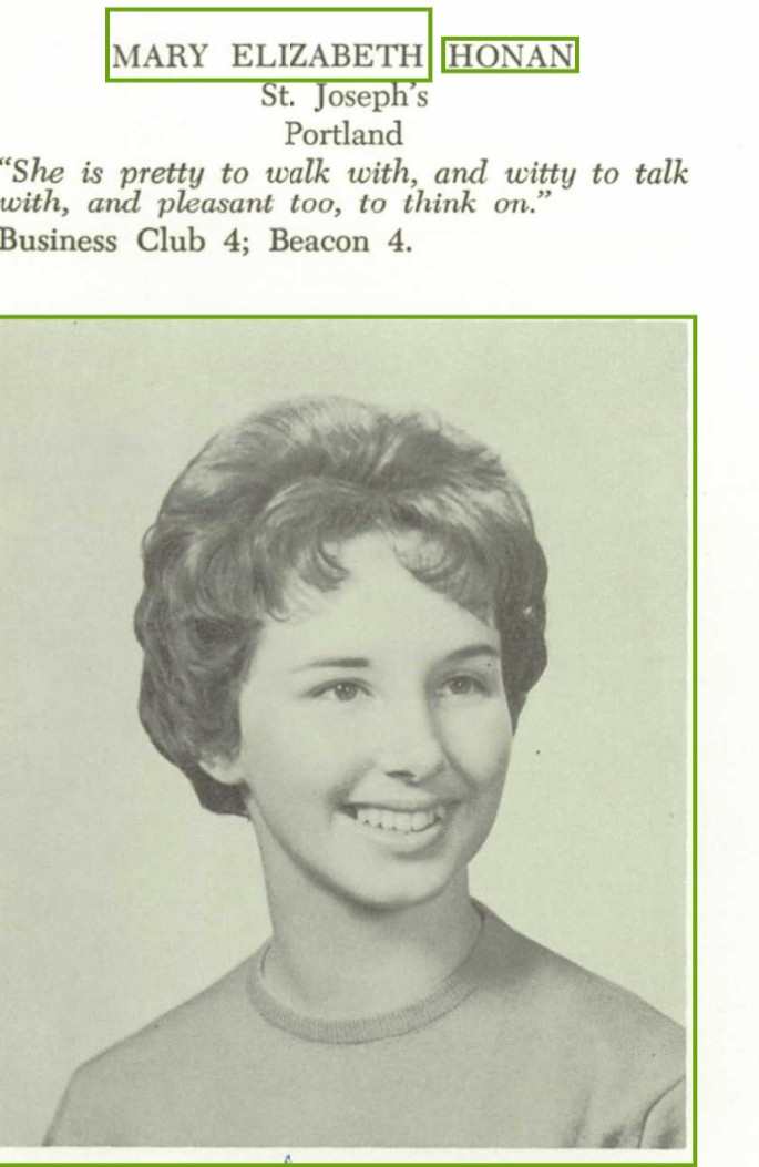 Mary Elizabeth Honan --U.S., School Yearbooks, 1900-1999(1962)