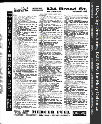 Mary Elizabeth (O'hare) Defronzo --U.S., City Directories, 1822-1995 (1950)