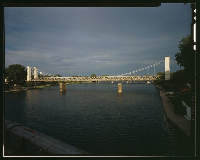 ELEVATION FROM N. - Waco Suspension Bridge, Spanning...