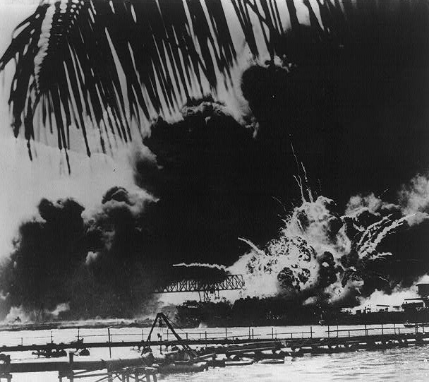 U.S.S. Shaw Burning at Pearl Harbor