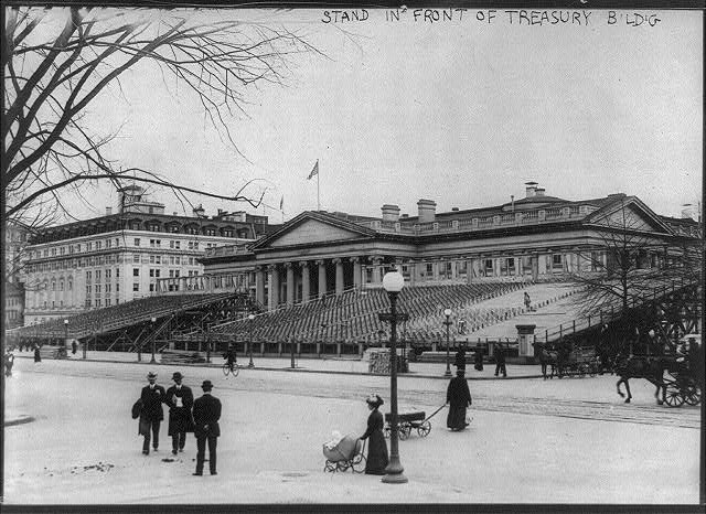 Stand in front of Treasury Bldg. for Woodrow Wilson's...