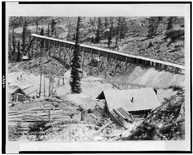 Dewey mine, showing old Caswell sluice