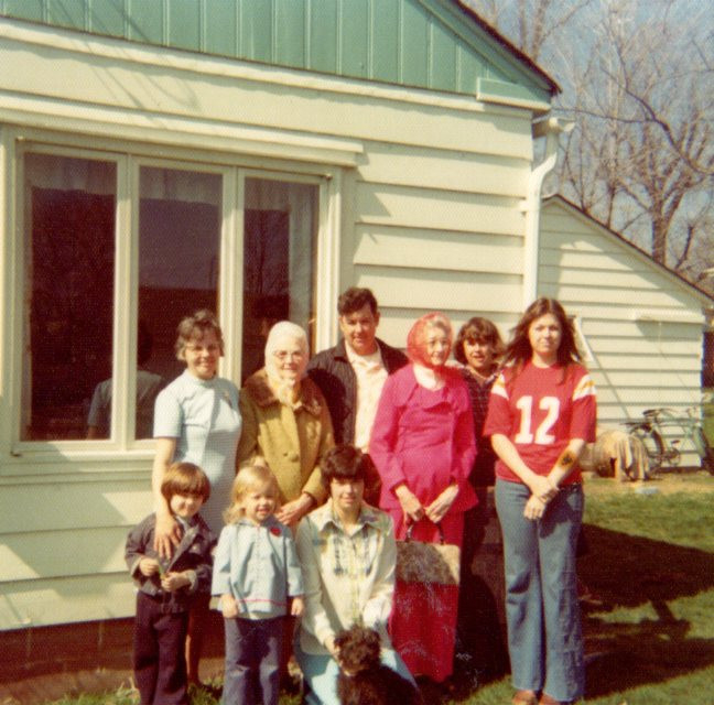Norman's family taken in his backyard