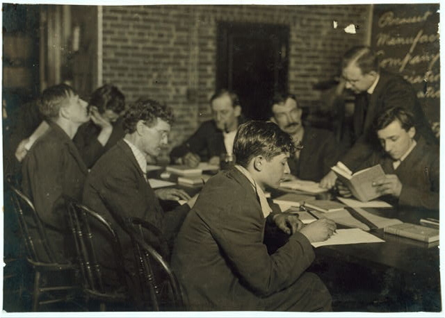 Class in English for employees. Pocasset Mill. After...