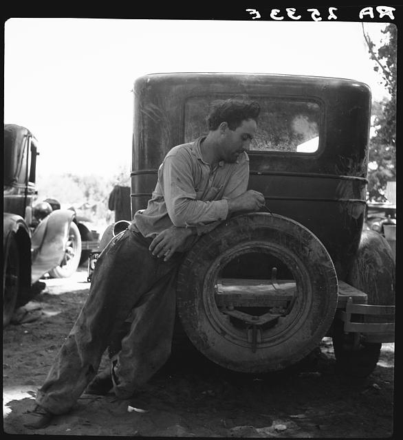 Migrant agricultural worker in Marysville migrant camp...