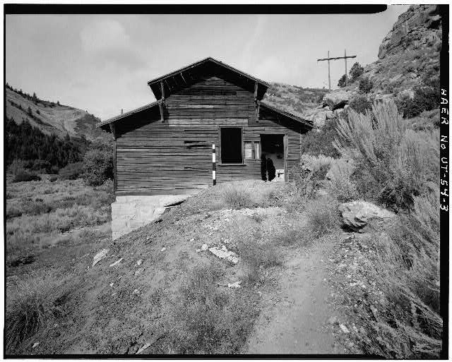 3. VIEW OF EAST FRONT OF BATHHOUSE - Rains Mine,...
