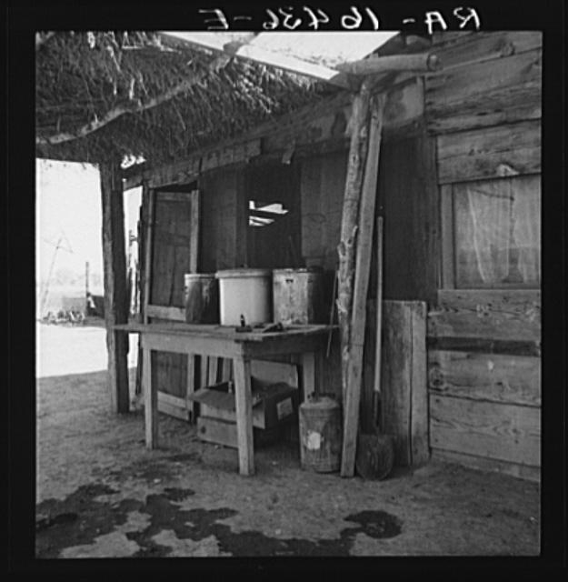 Porch of Mexican worker's home in East El Centro,...