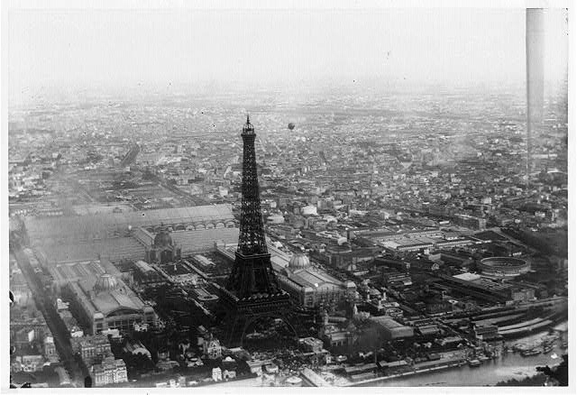 [Aerial view of Paris, France, from balloon, showing the...