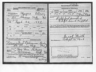 World War I Draft Card
