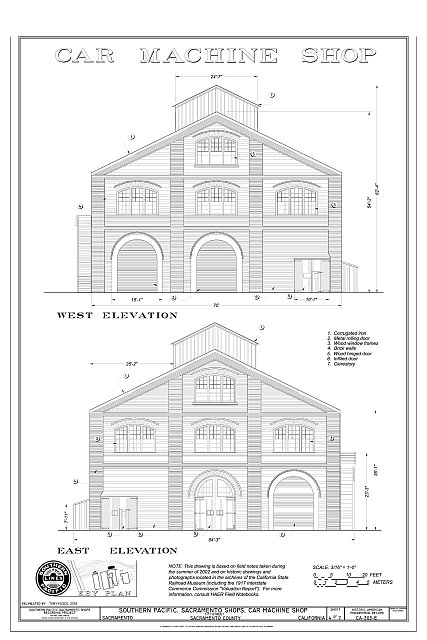 Car Machine Shop West Elevation East Elevation - Southern...