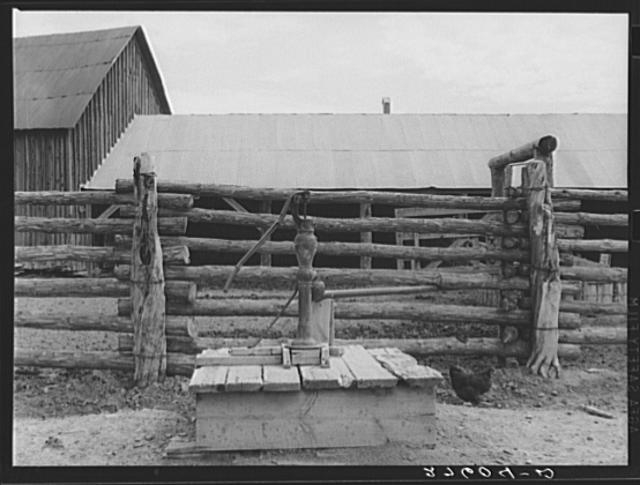 Pump for watering trough. Quarter Circle 'U' Ranch, Montana