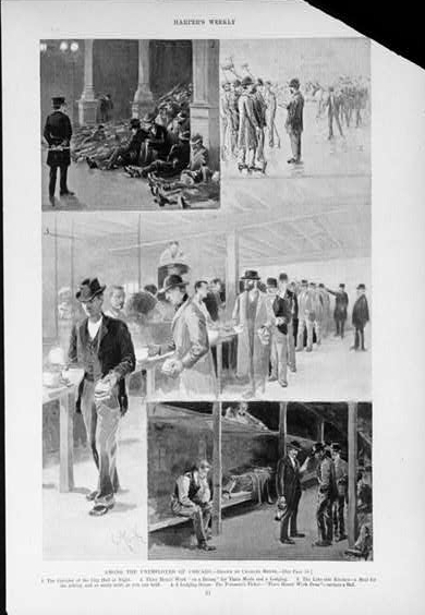 Among the unemployed of Chicago / drawn by Charles Mente.