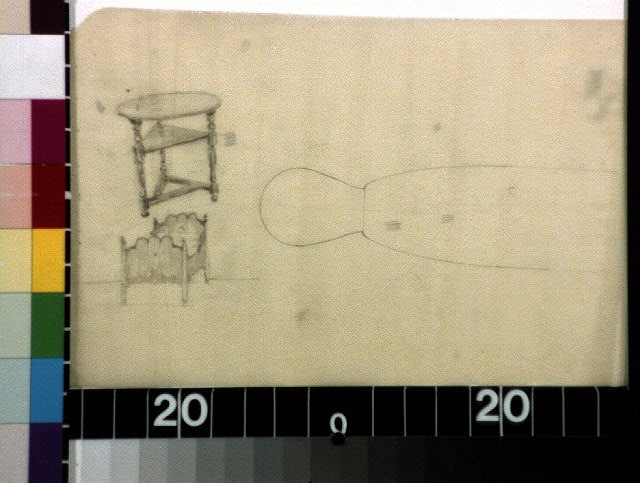 [Table, crib, and crib post]
