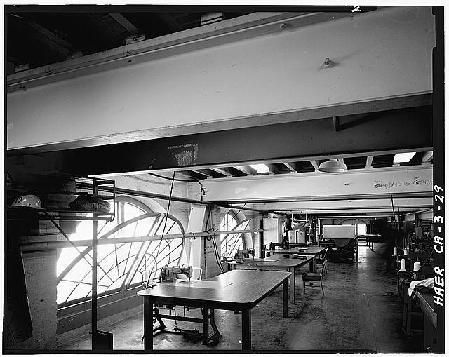 7. Building No. 53, mezzanine, Sail Loft, interior view....