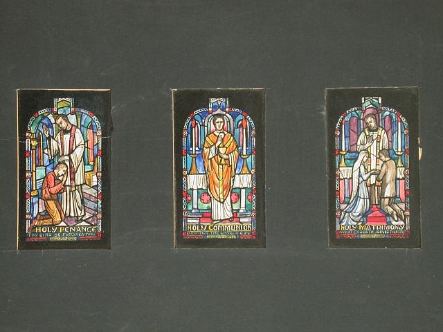 [Design drawing for stained glass window showing...
