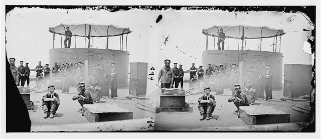 [James River, Va. Sailors on deck of U.S.S. Monitor;...
