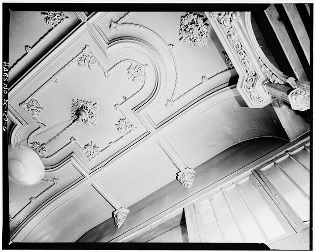 6. INTERIOR, FIRST FLOOR, DETAIL OF CEILING NEAR FRONT