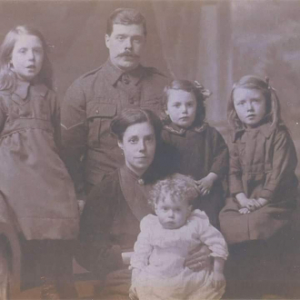 Granda and granny McAdorey with children 