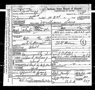 William Long Death Certificate