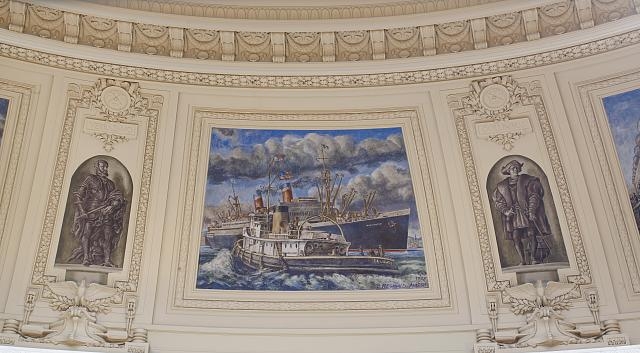 Fresco painting "Coast Guard Cutter Calumet Meeting the...