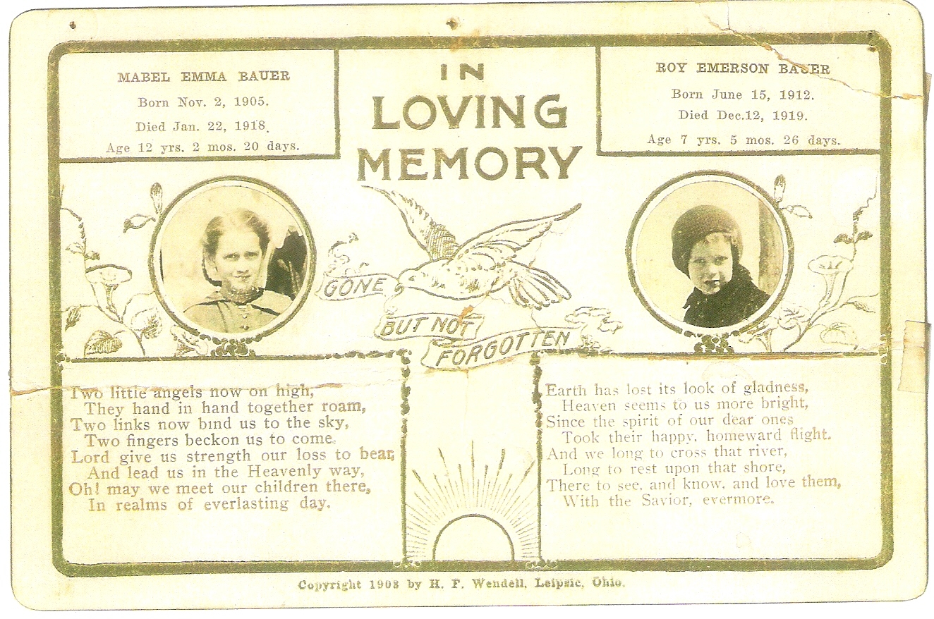 Mabel & Roy Bauer Funeral Card