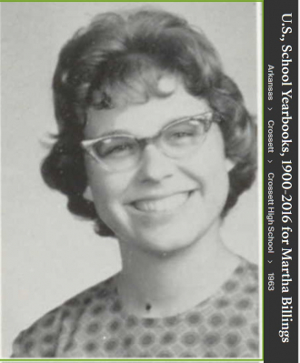 Martha Anne Billings-McCarthy--U.S., School Yearbooks, 1900-2016(1963)