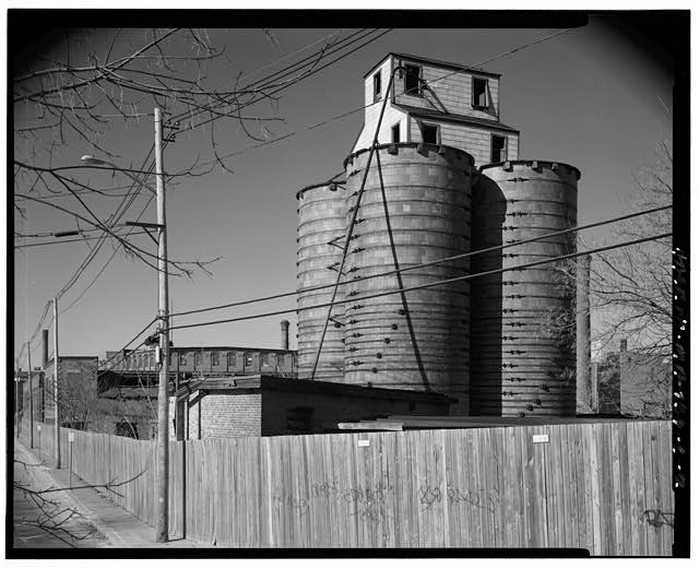 2. General view of silos from Canal Street; view to...