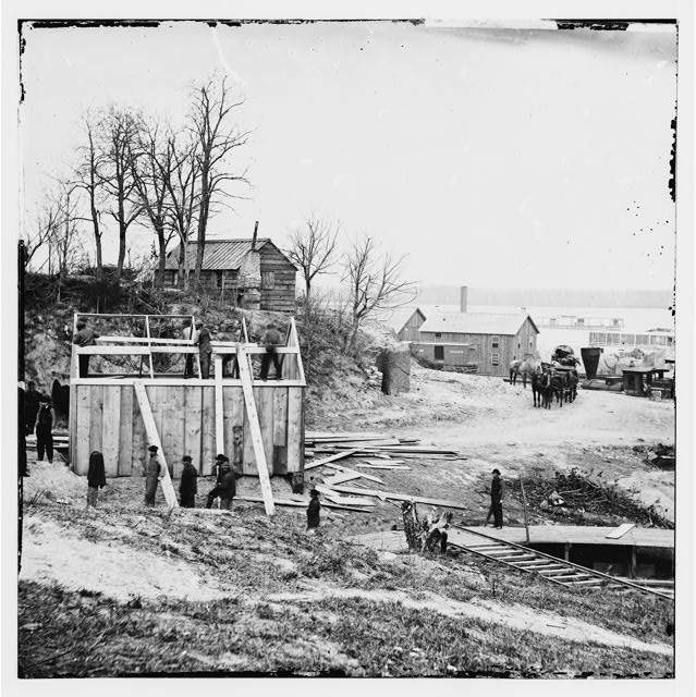 City Point, Virginia. Building storehouse and railroad depot