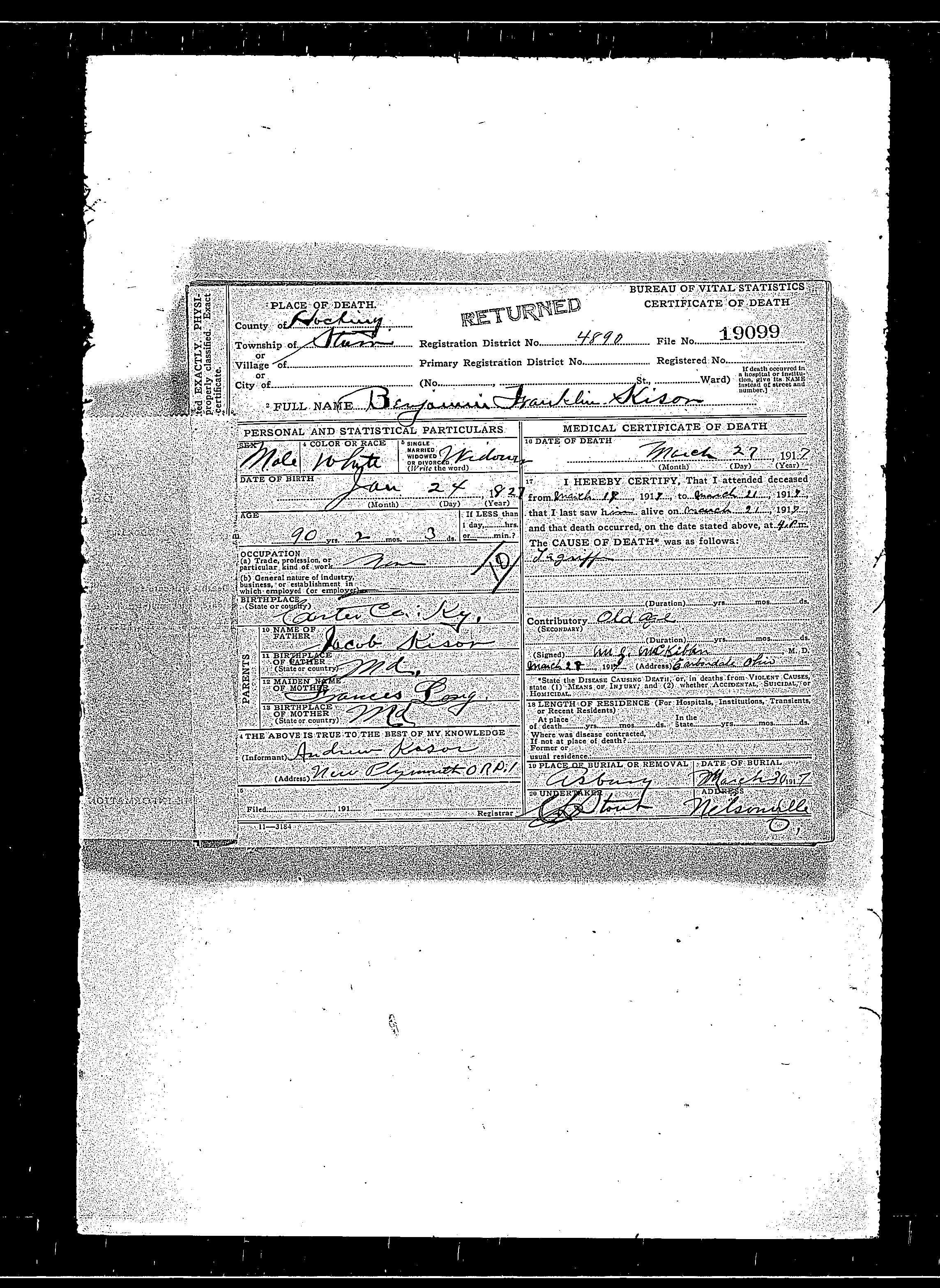 Benjamin Franklin Kisor