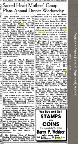 Louise Marie Hagen-Connell--Portland Press Herald (Portland, Maine) (3 jun 1950)