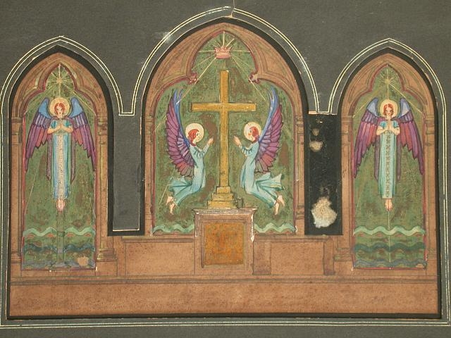 [Design drawing for mural for altar surround with Angels]
