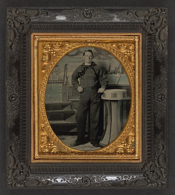 [Unidentified sailor in Union uniform standing in front...