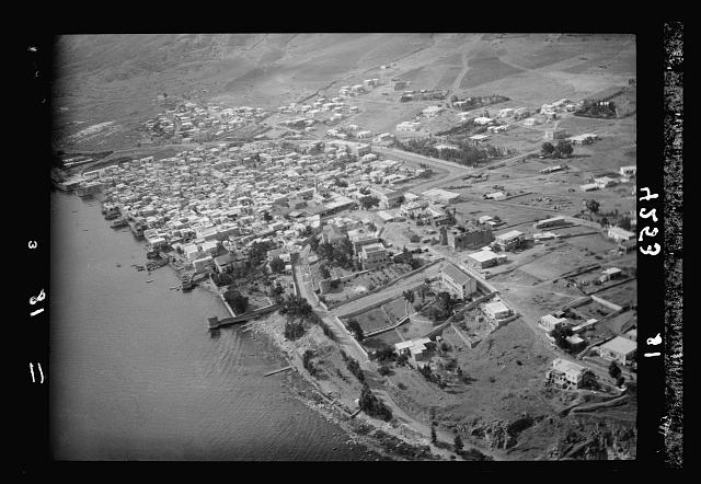 Air views of Palestine. Tiberias looking south over...