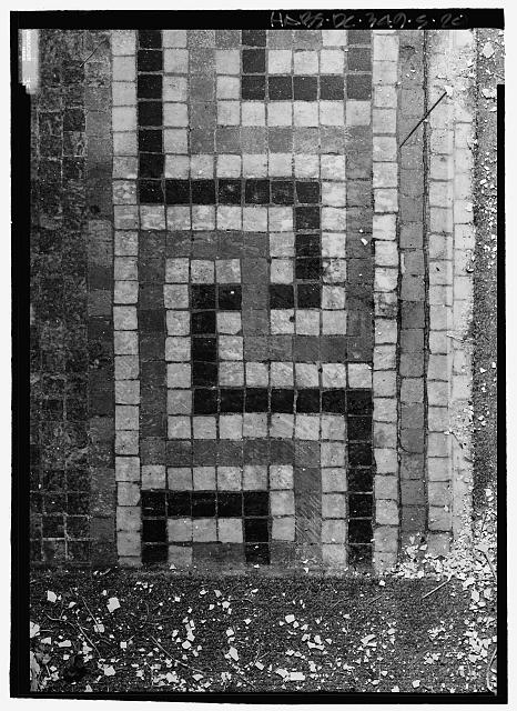 Detail view of floor mosaic in first floor lobby - St....