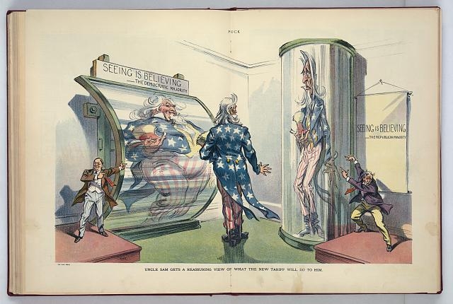 Uncle Sam gets a reassuring view of what the new tariff...