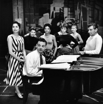 Sondheim at a WEST SIDE STORY rehearsal.