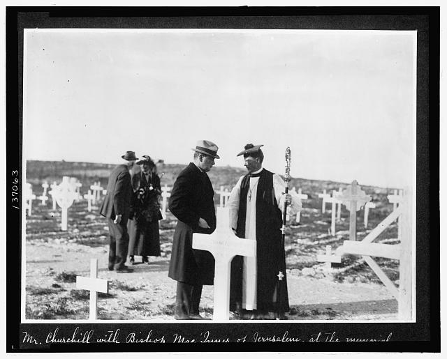 Mr. Churchill with Bishop MacInnes of Jerusalem at the...