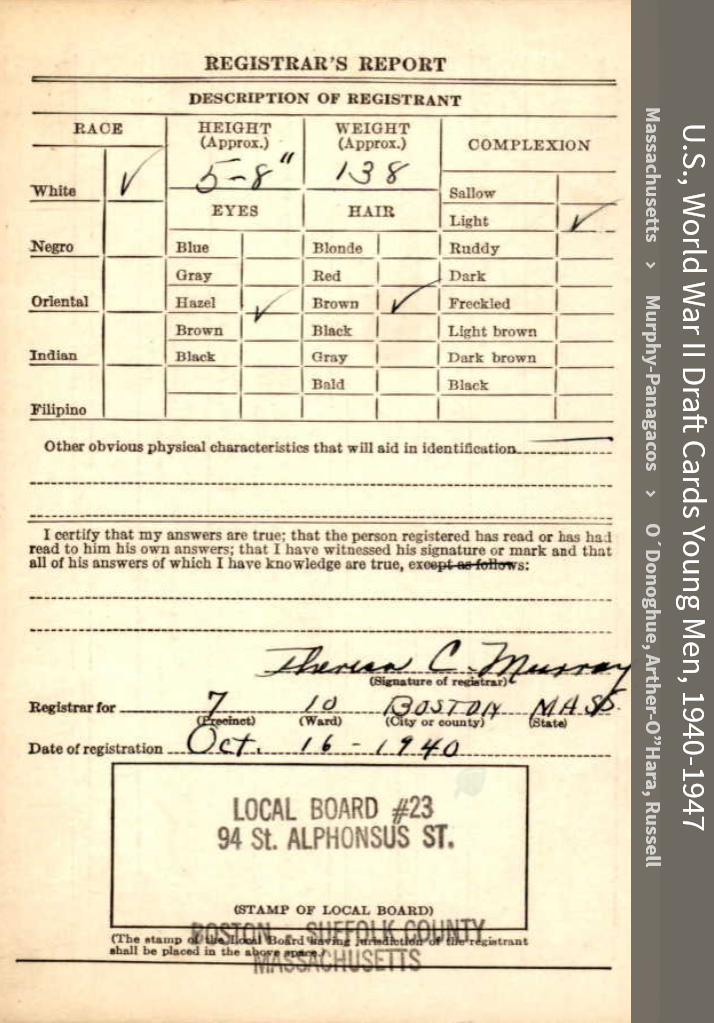 Paul Gerard O'Hara--U.S., World War II Draft Cards Young Men, 1940-1947(16 oct 1940)back.PNG