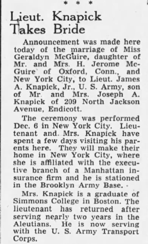 Lieut. Knapick Takes Bride